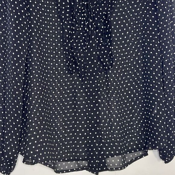 A.N.A Sheer Black with White Stars Blouse~L - Picture 3 of 11